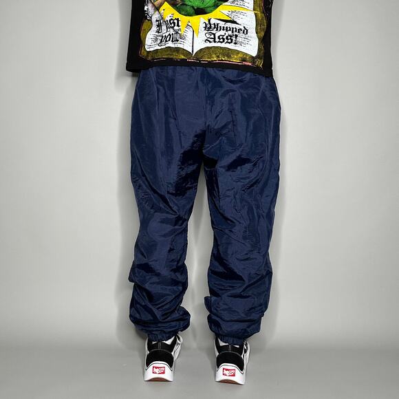 Vintage Track Pants Navy Blue Nylon Joggers Energy Zone has Ankle Zippers 90s - Picture 3 of 4